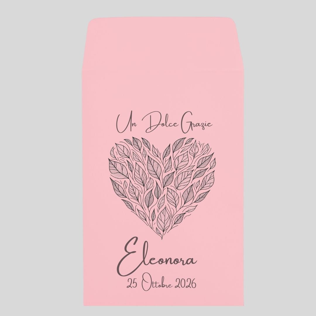 sacchetto rosa battesimo con cuore