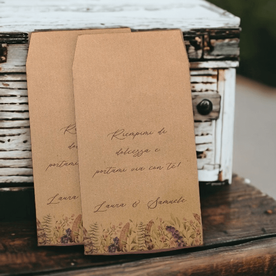 Sacchetti di carta personalizzati per matrimonio bomboniere eleganti