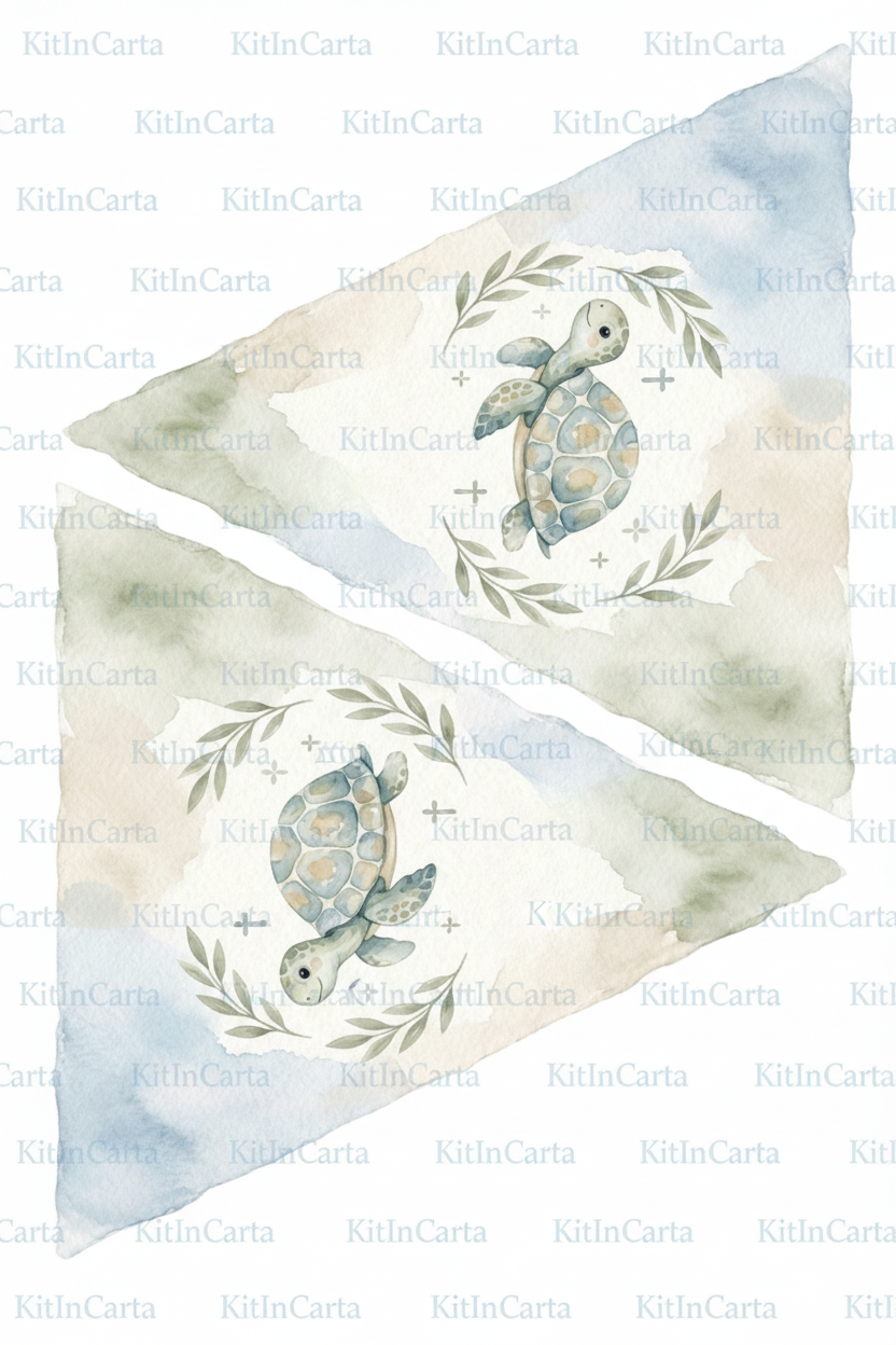 Bandierine Tartaruga Celeste con Filigrana KitInCarta
