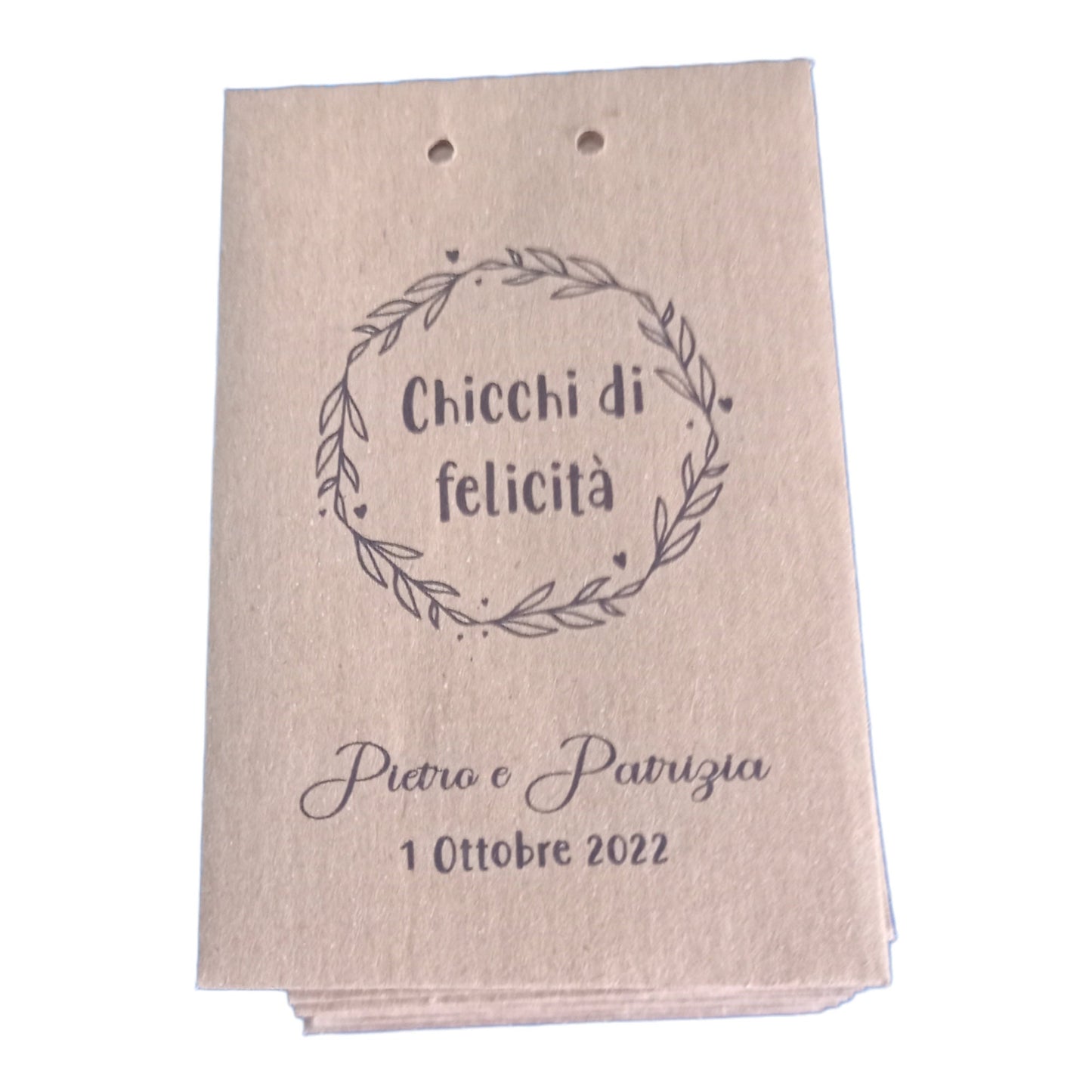 50 Sacchetti personalizzati in carta kraft nozze anniversario battesimo cresima comunione, bustine per confettata, lancio del riso, semi