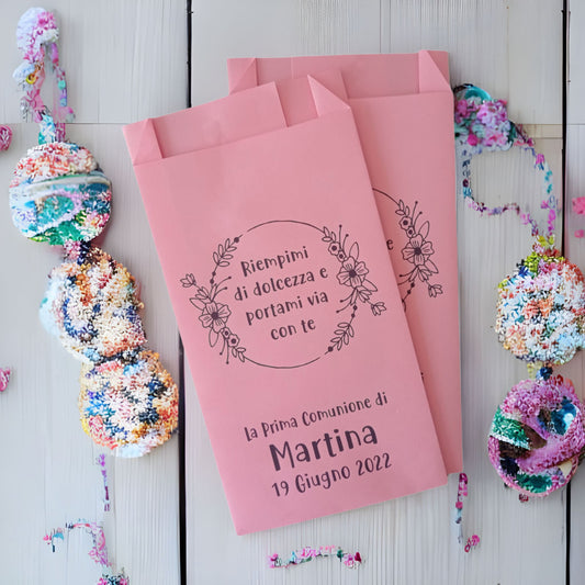 50 bustine carta personalizzate matrimonio anniversario cresima comunione battesimo compleanno