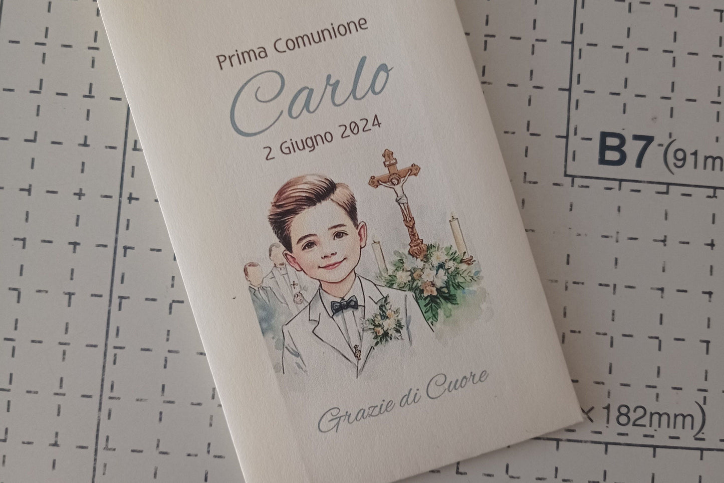 50 Sacchetti in carta, bustine confettata prima comunione bambino. Sacchetto per confetti o caramelle. Bomboniera, fine festa personalizzato