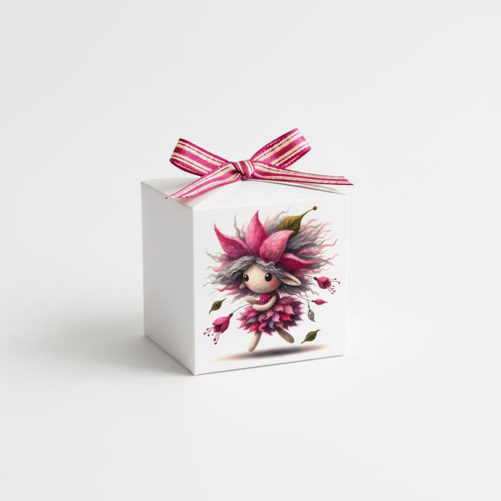 Scatoline portaconfetti Fatine – Cubo 6x6x6 cm – Prima Comunione / Battesimo Bambina – 12 design – Personalizzabili