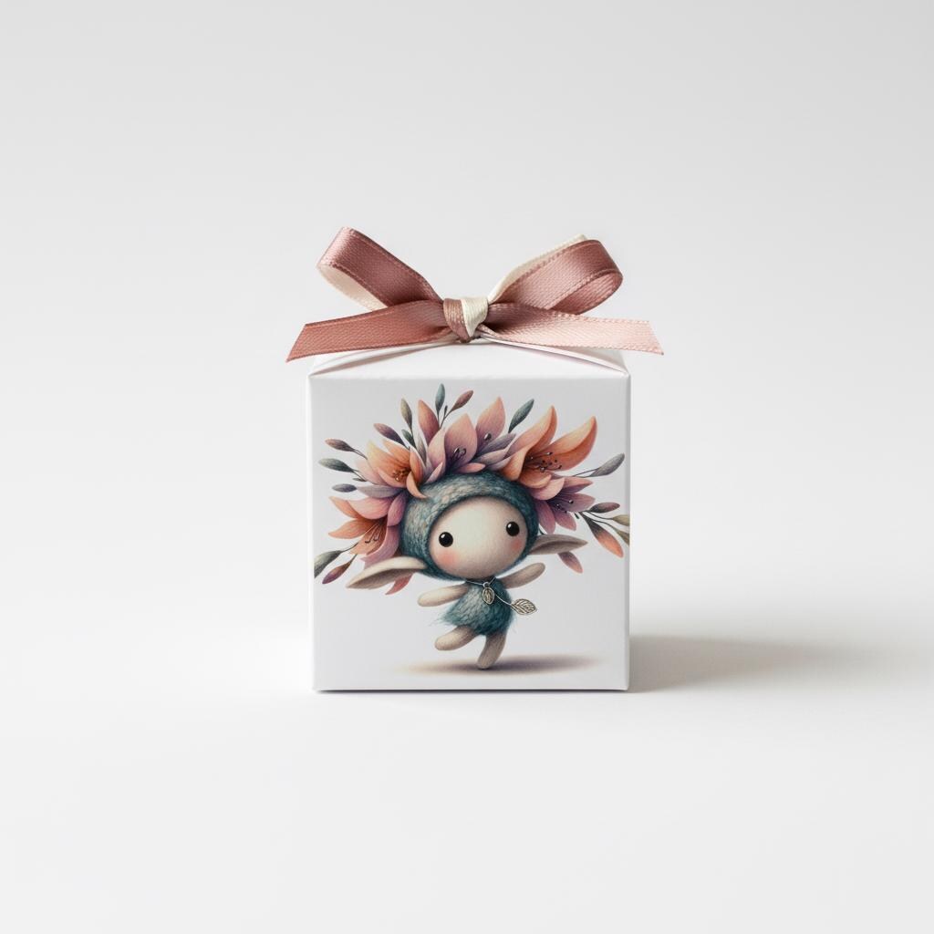 Scatoline portaconfetti Fatine – Cubo 6x6x6 cm – Prima Comunione / Battesimo Bambina – 12 design – Personalizzabili