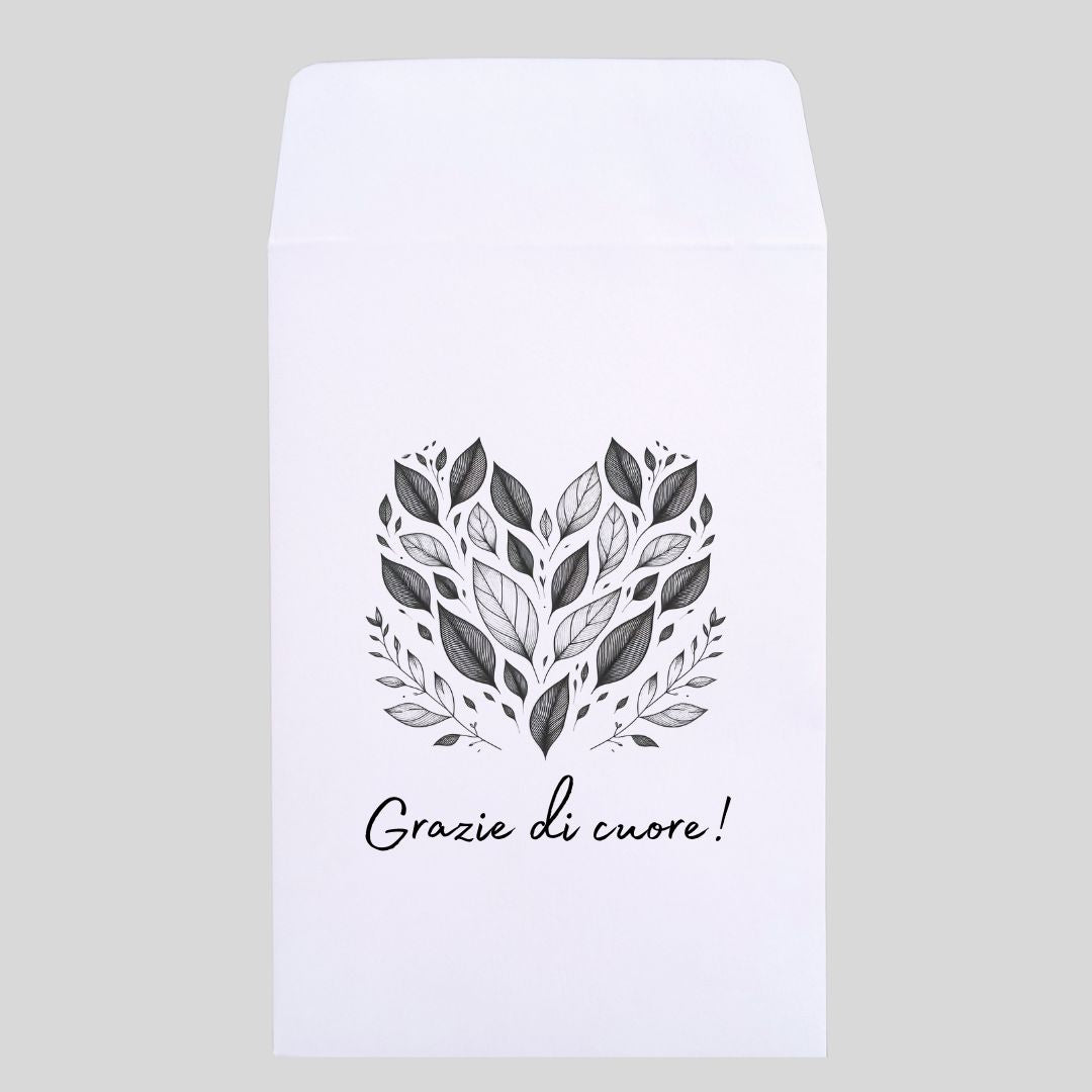 sacchetto per confetti bianco grazie di cuore
