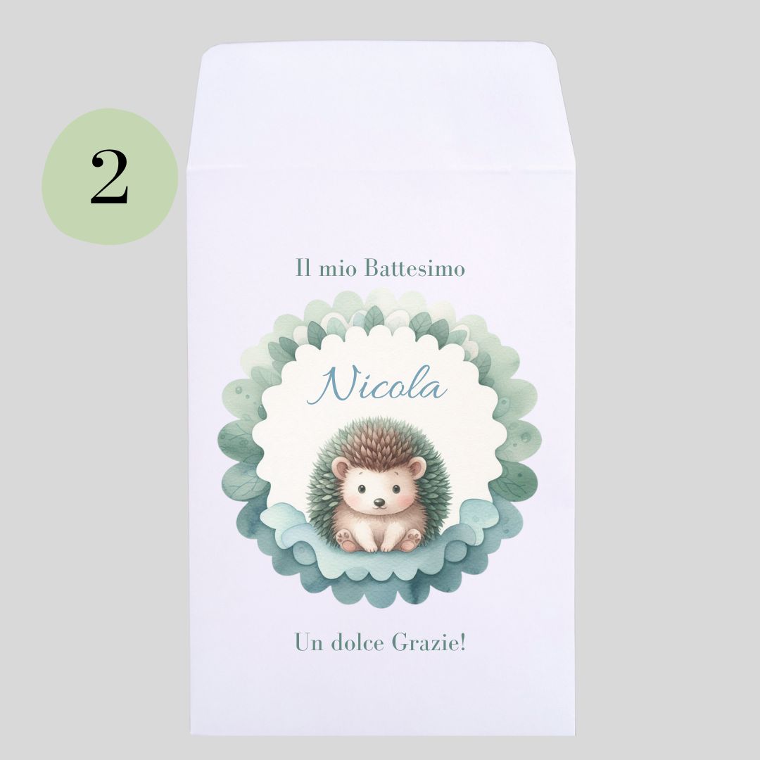 sacchetti battesimo bambino riccio