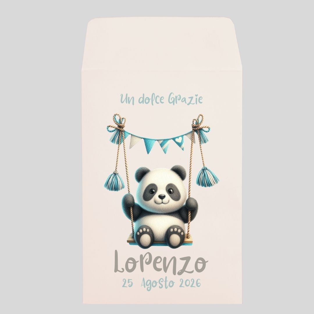 Sacchetto confetti Panda Avorio per maschietto