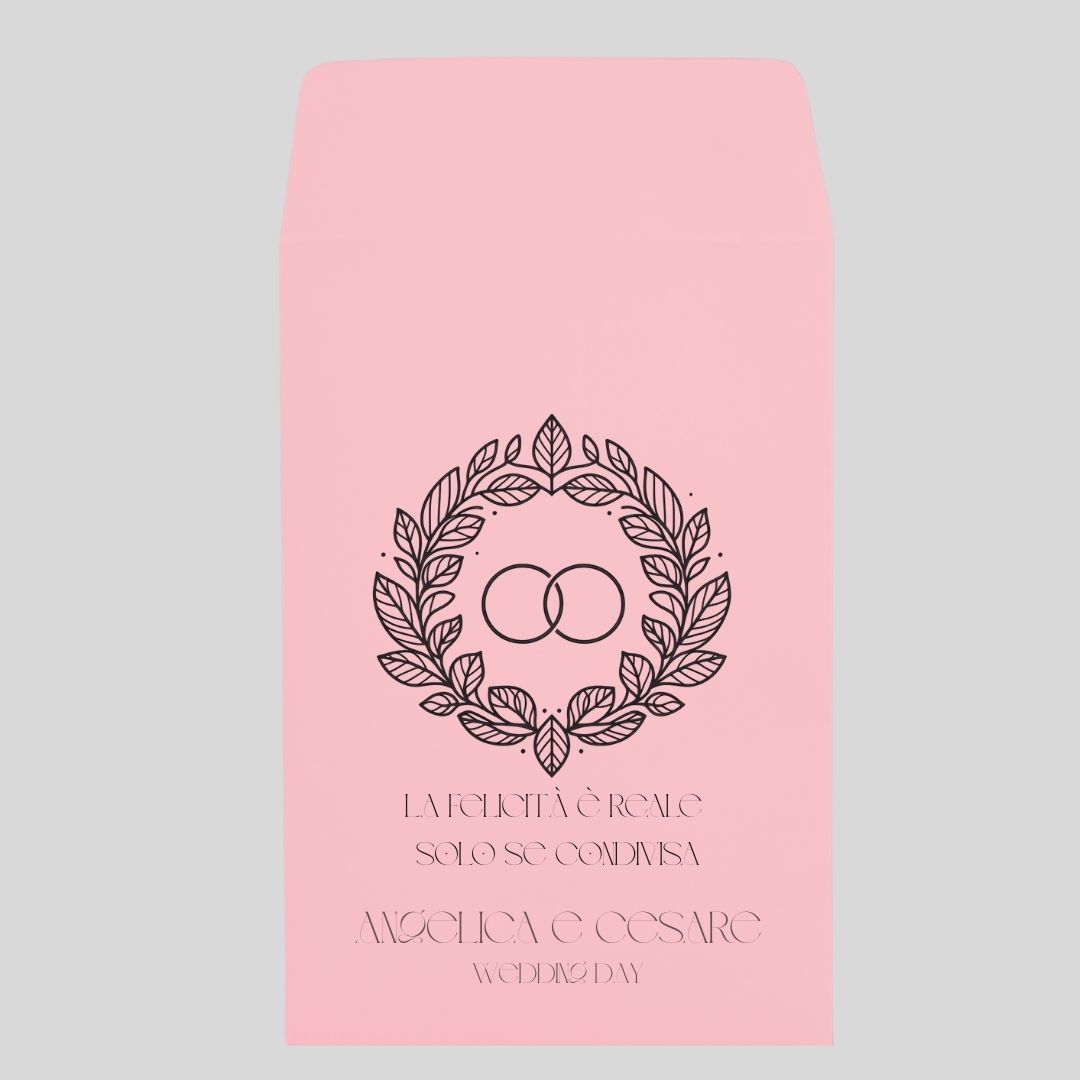 BUSTINA CONFETTATA MATRIMONIO ROSA CON LOGO FEDI