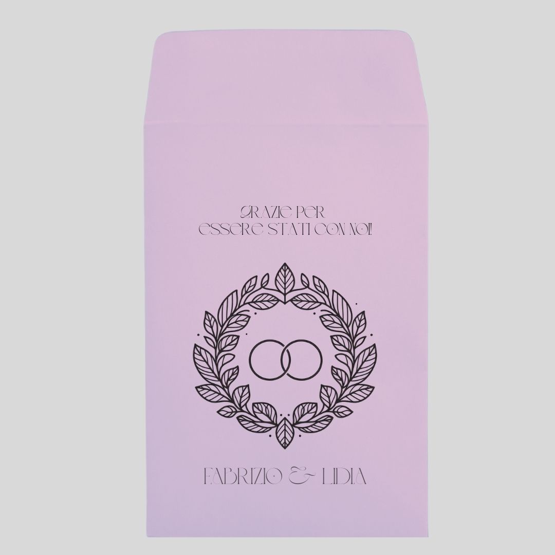 BUSTINE CONFETTATA LAVANDA CON GRAFICA PERSONALIZZATA