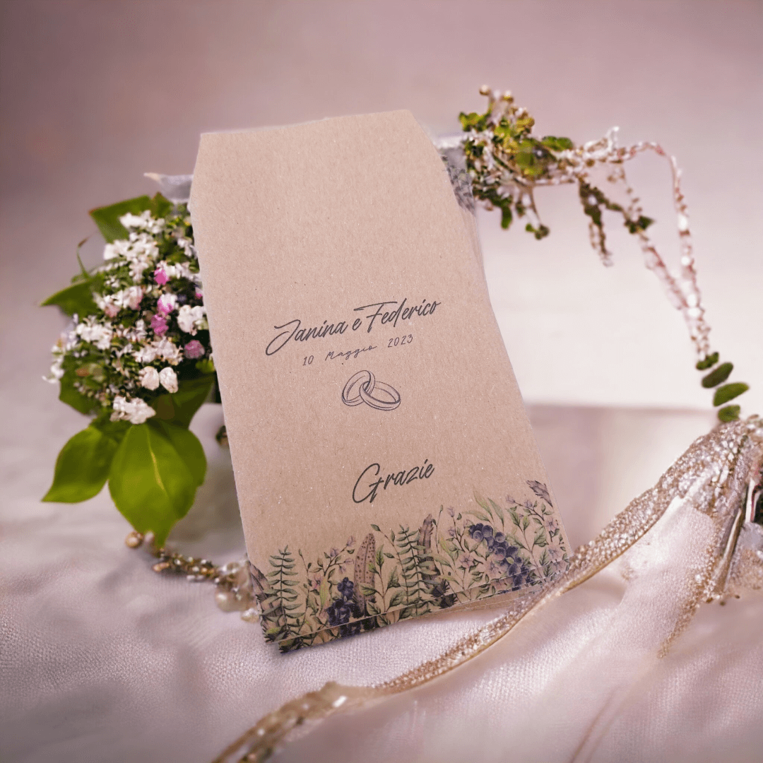 Sacchetti confetti simbolo fedi matrimonio personalizzati