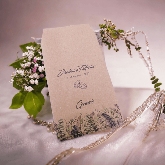 Sacchetti confetti simbolo fedi matrimonio personalizzati