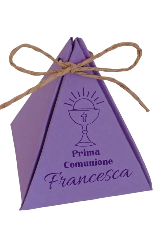 scatolina prima comunione violetta personalizzata con nome e data