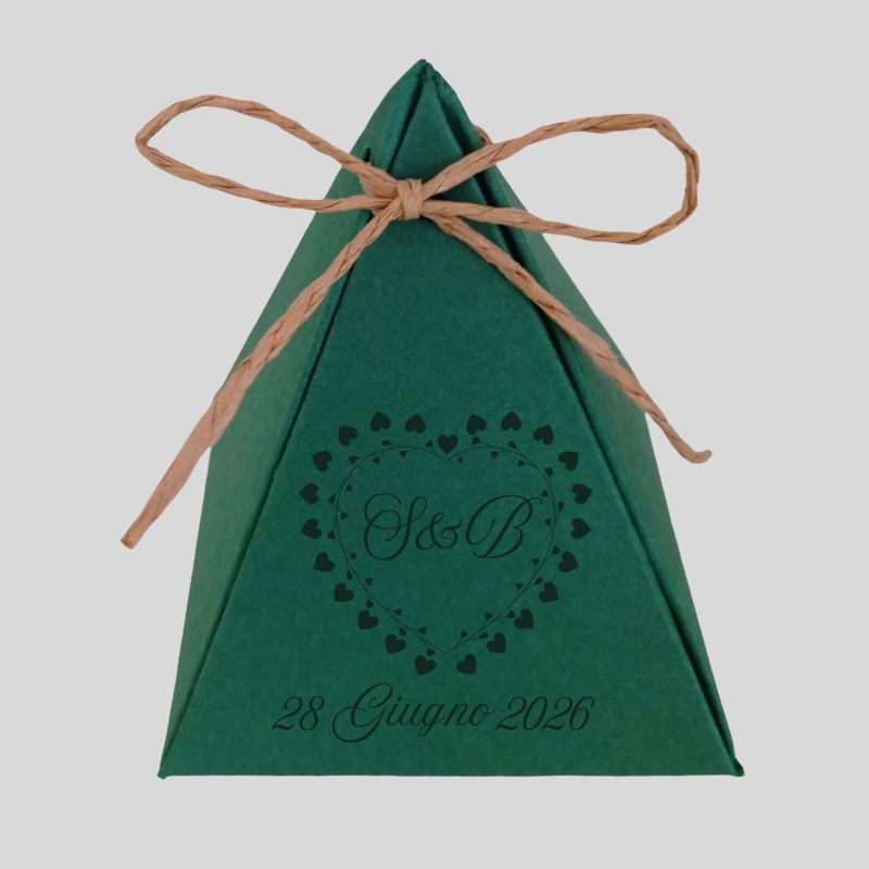 scatolina per confetti verde scuro personalizzata