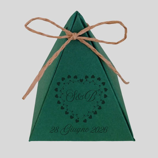 scatolina per confetti verde scuro personalizzata