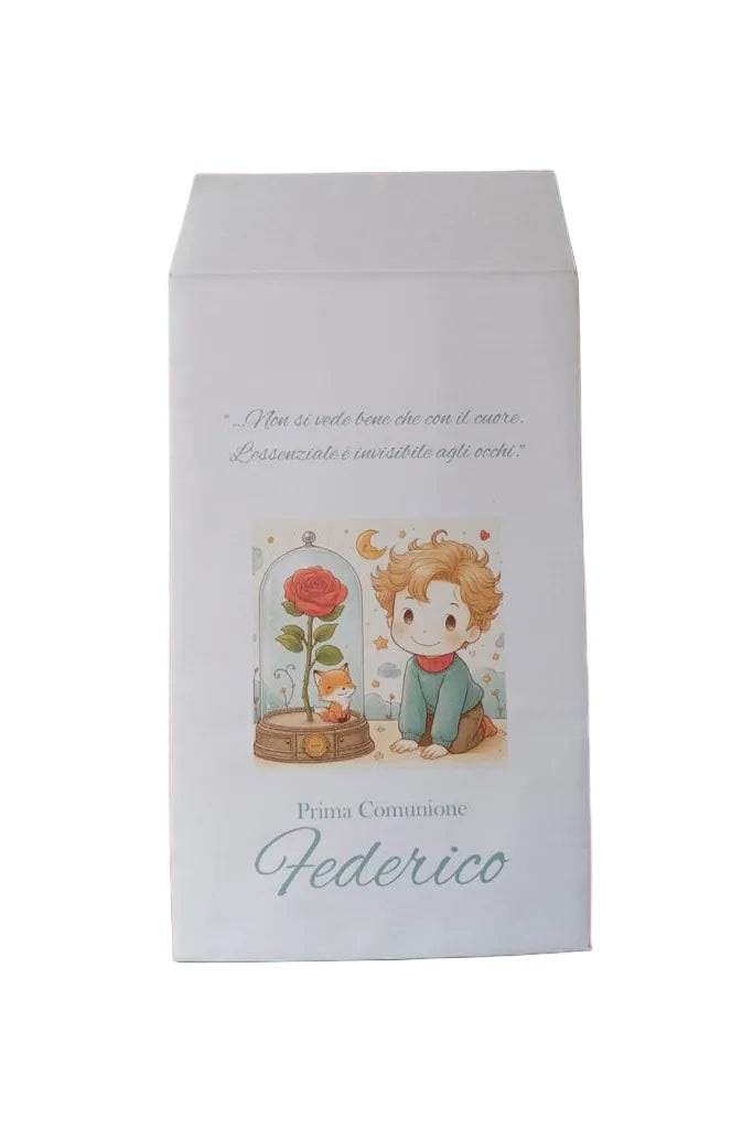 Sacchetti bomboniere tema Piccolo Principe per Prima Comunione bambino - confezione 50 pezzi azzurro)