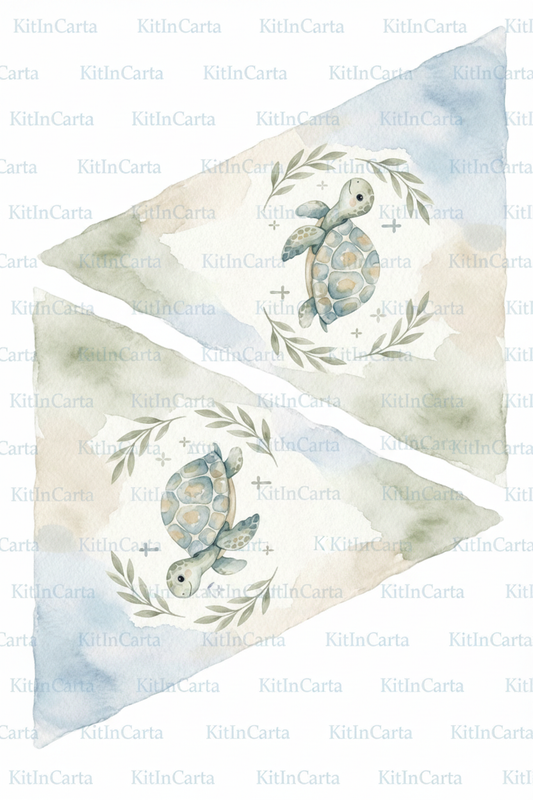 Bandierine Tartaruga Celeste con Filigrana KitInCarta