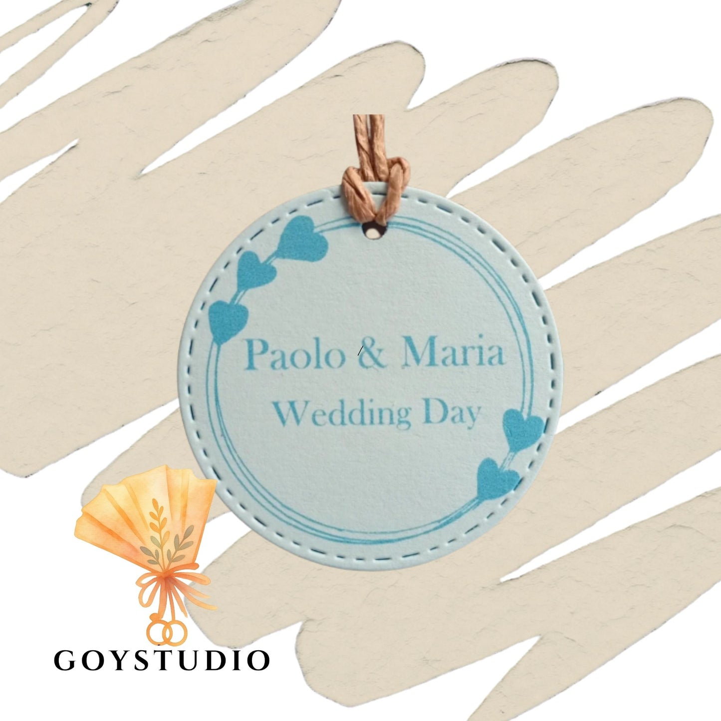 Bigliettino Bomboniera Rotondo Matrimonio Celeste – Collezione Spring Romance