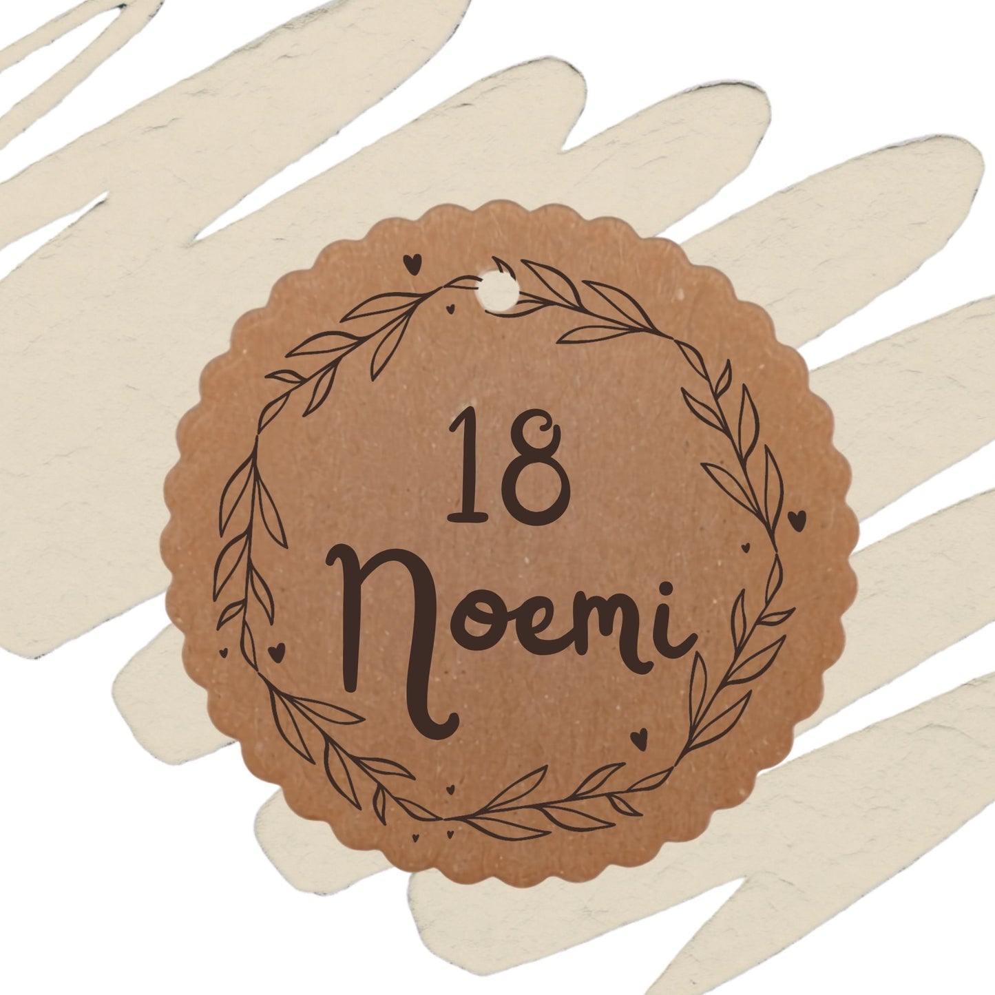 Etichette kraft per sacchetti confettata diciottesimo personalizzate con variante floreale Noemi