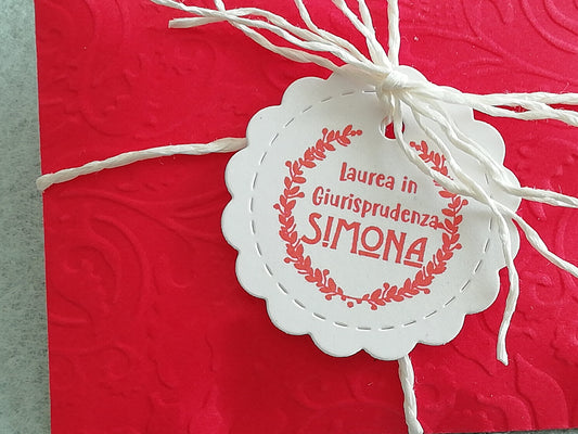 50 bigliettino bomboniera personalizzato Laurea cartoncino forato