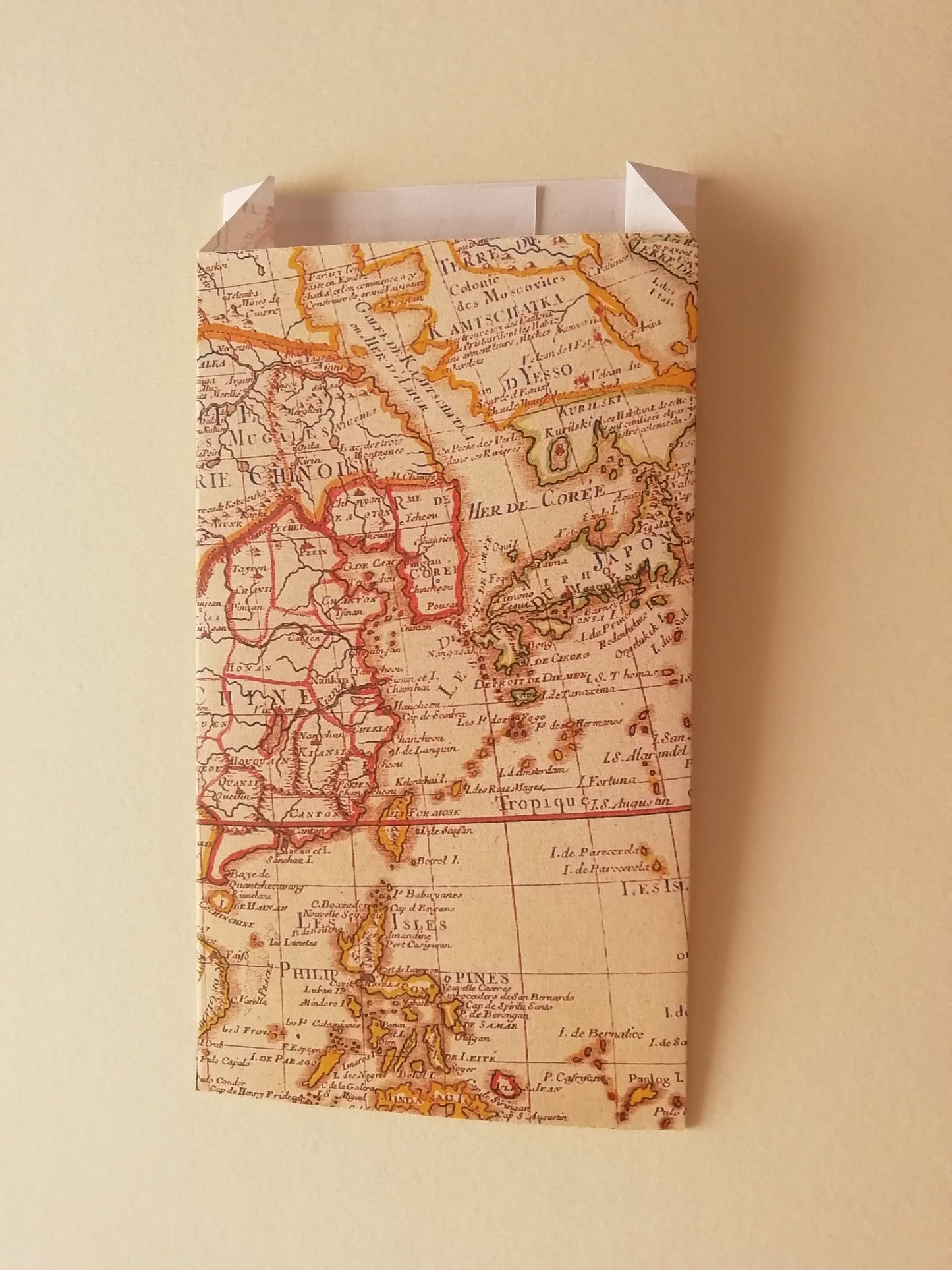 50 sacchetti in carta a tema carte geografiche vintage, per confettata di matrimonio, battesimo, comunione, cresima, anniversario