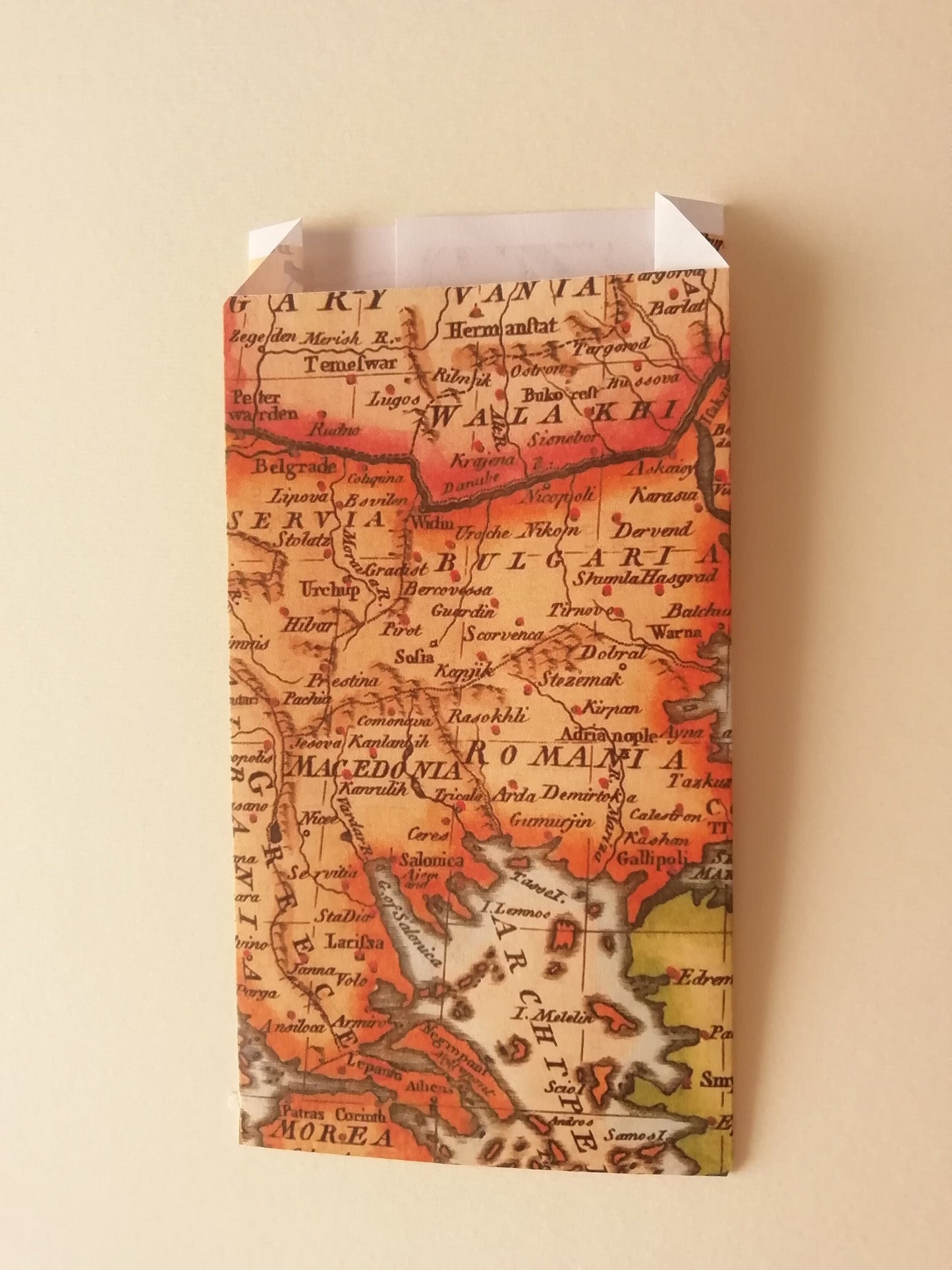 50 sacchetti in carta a tema carte geografiche vintage, per confettata di matrimonio, battesimo, comunione, cresima, anniversario