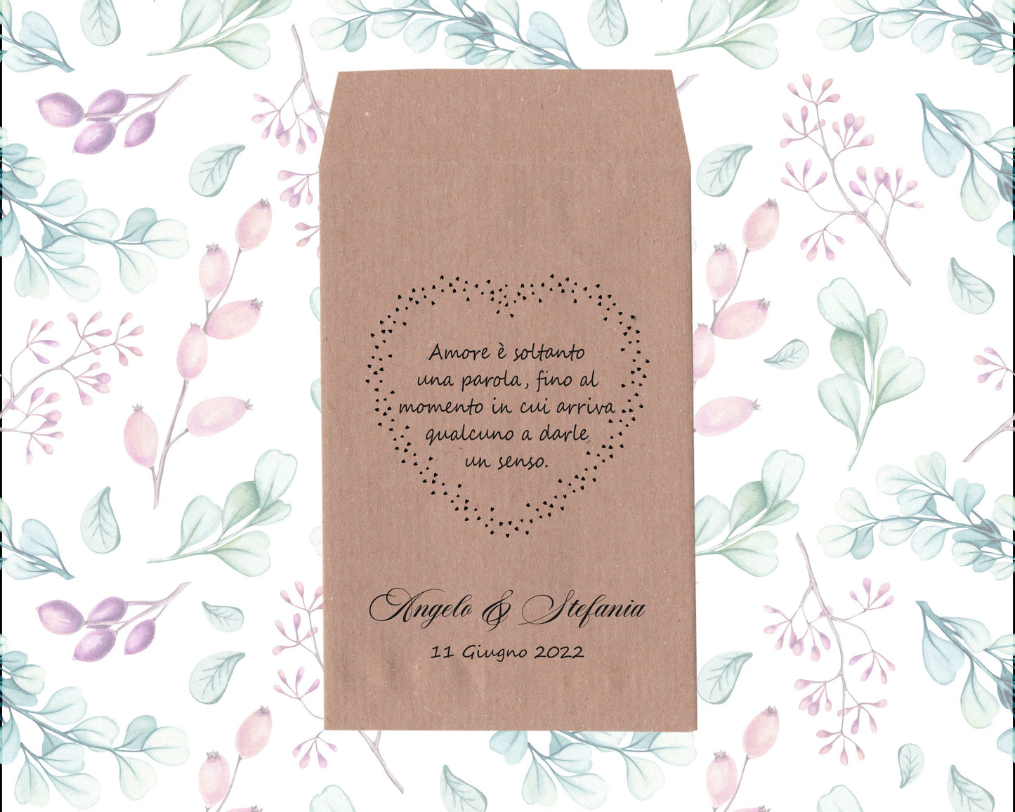 50 sacchetti kraft personalizzati, bomboniera Matrimonio, Comunione, Cresima, Battesimo, Compleanno
