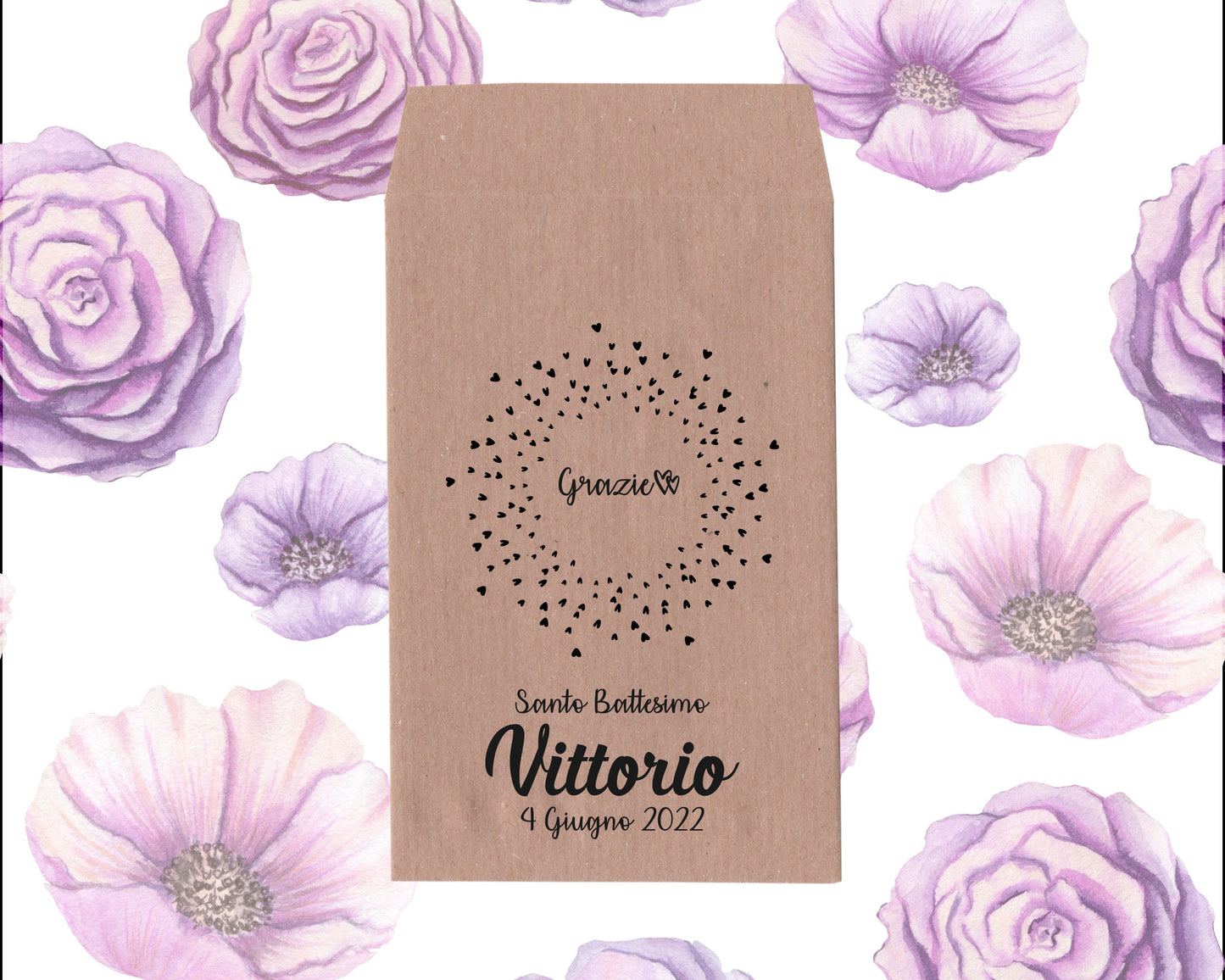 50 Sacchetti personalizzati in carta kraft per confetti Comunione, Cresima, Battesimo