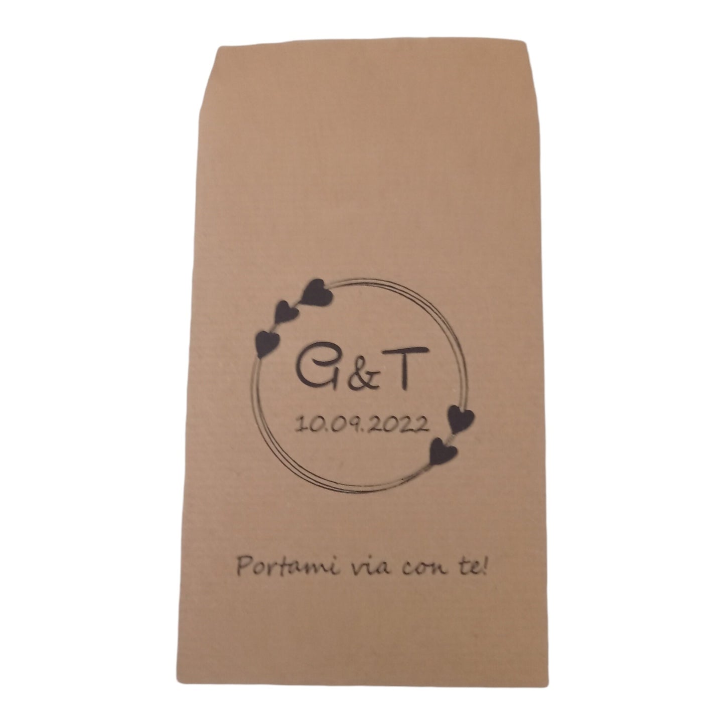 Sacchetti personalizzati in carta kraft 50 pezzi matrimonio fidanzamento anniversario