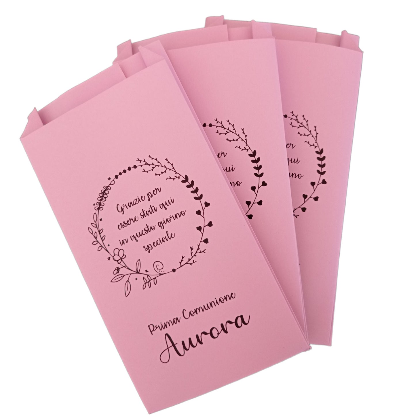 Sacchetti confettata personalizzati, matrimonio, battesimo comunione e cresima, in diversi colori. 50 bustine per confetti colorate stampate