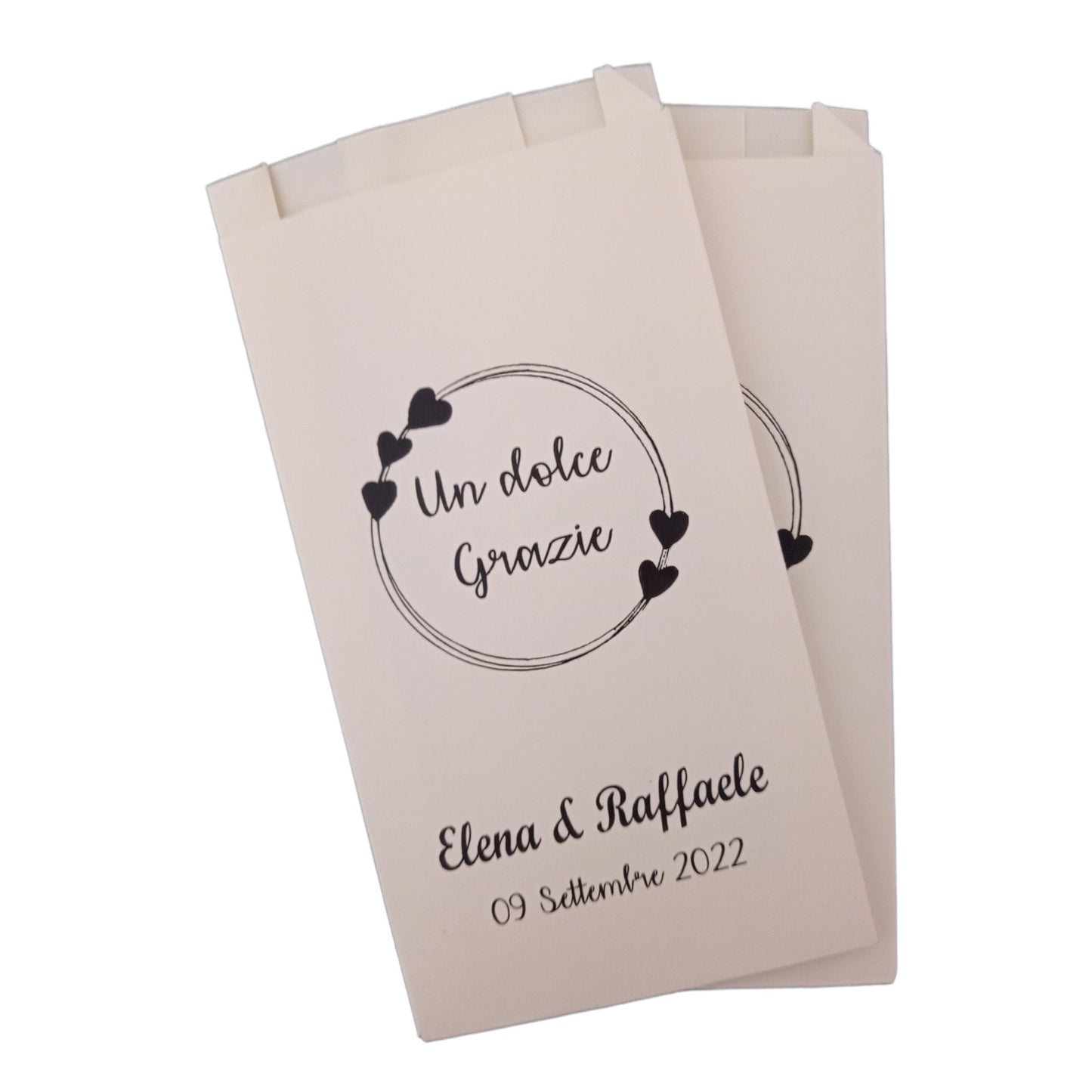 Sacchetti confettata personalizzati, matrimonio, battesimo comunione e cresima, in diversi colori. 50 bustine per confetti colorate stampate