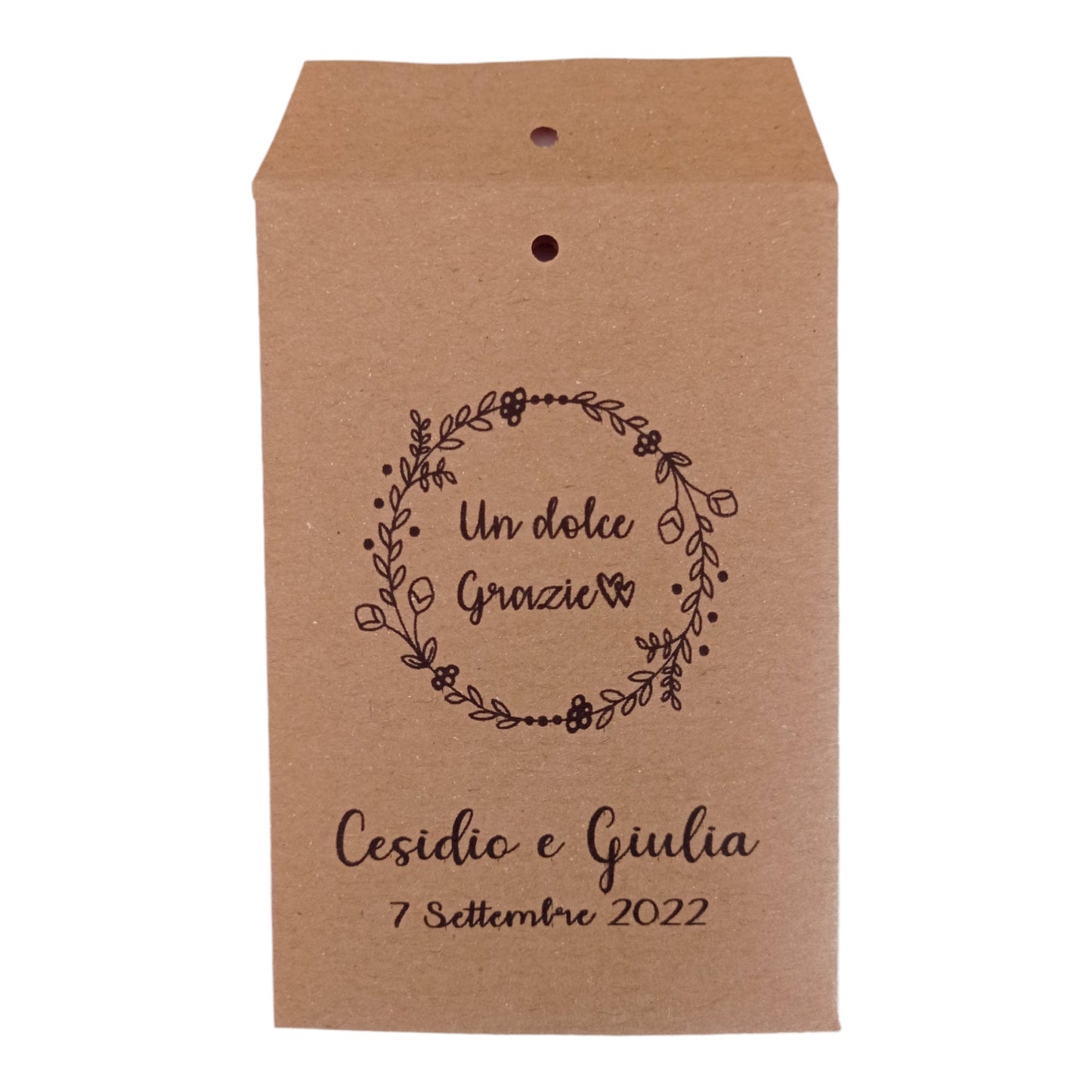 50 Sacchetti personalizzati in carta kraft nozze anniversario battesimo cresima comunione, bustine per confettata, lancio del riso, semi