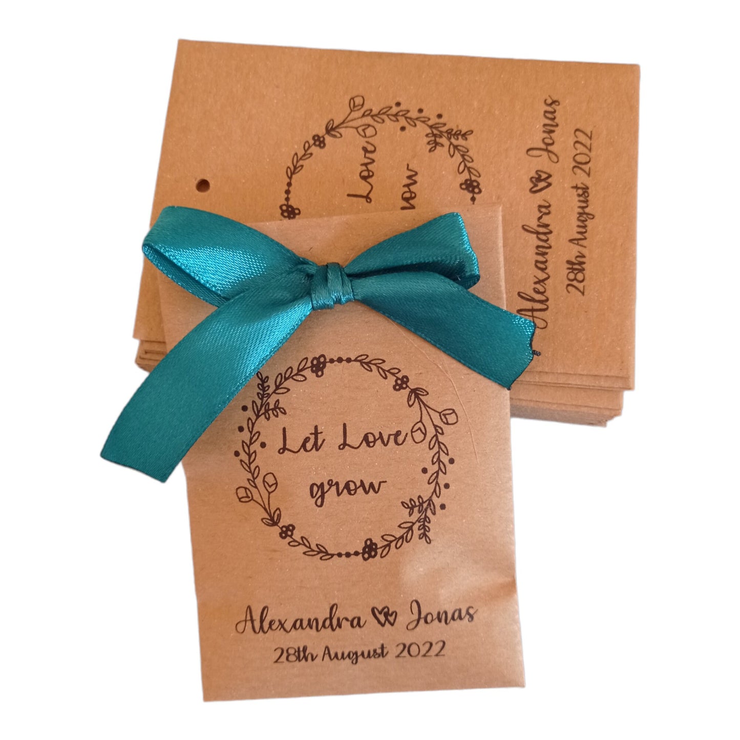 50 Sacchetti personalizzati in carta kraft nozze anniversario battesimo cresima comunione, bustine per confettata, lancio del riso, semi