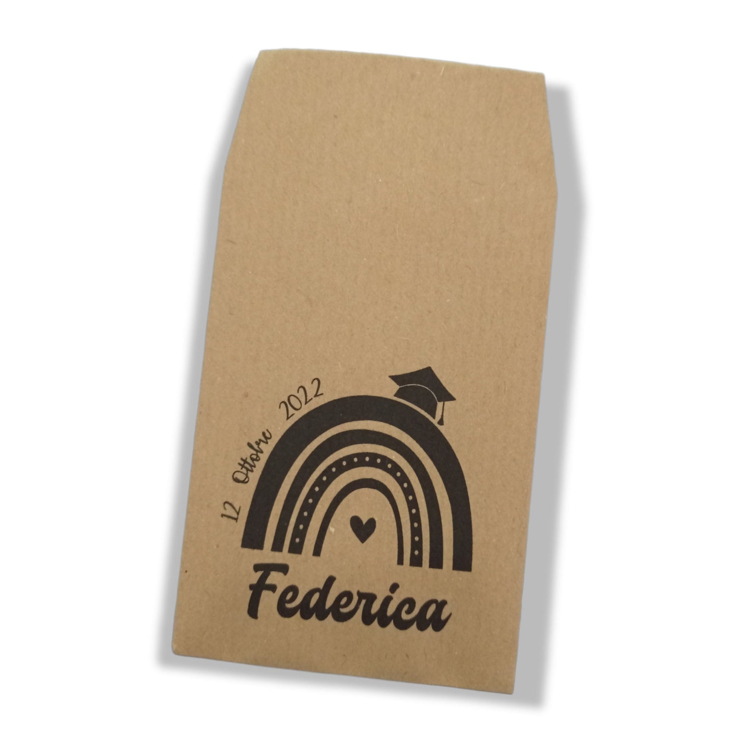 Sacchetti carta kraft bomboniere laurea personalizzati 10 grafiche tocco pergamena Arcobaleno Confettata università