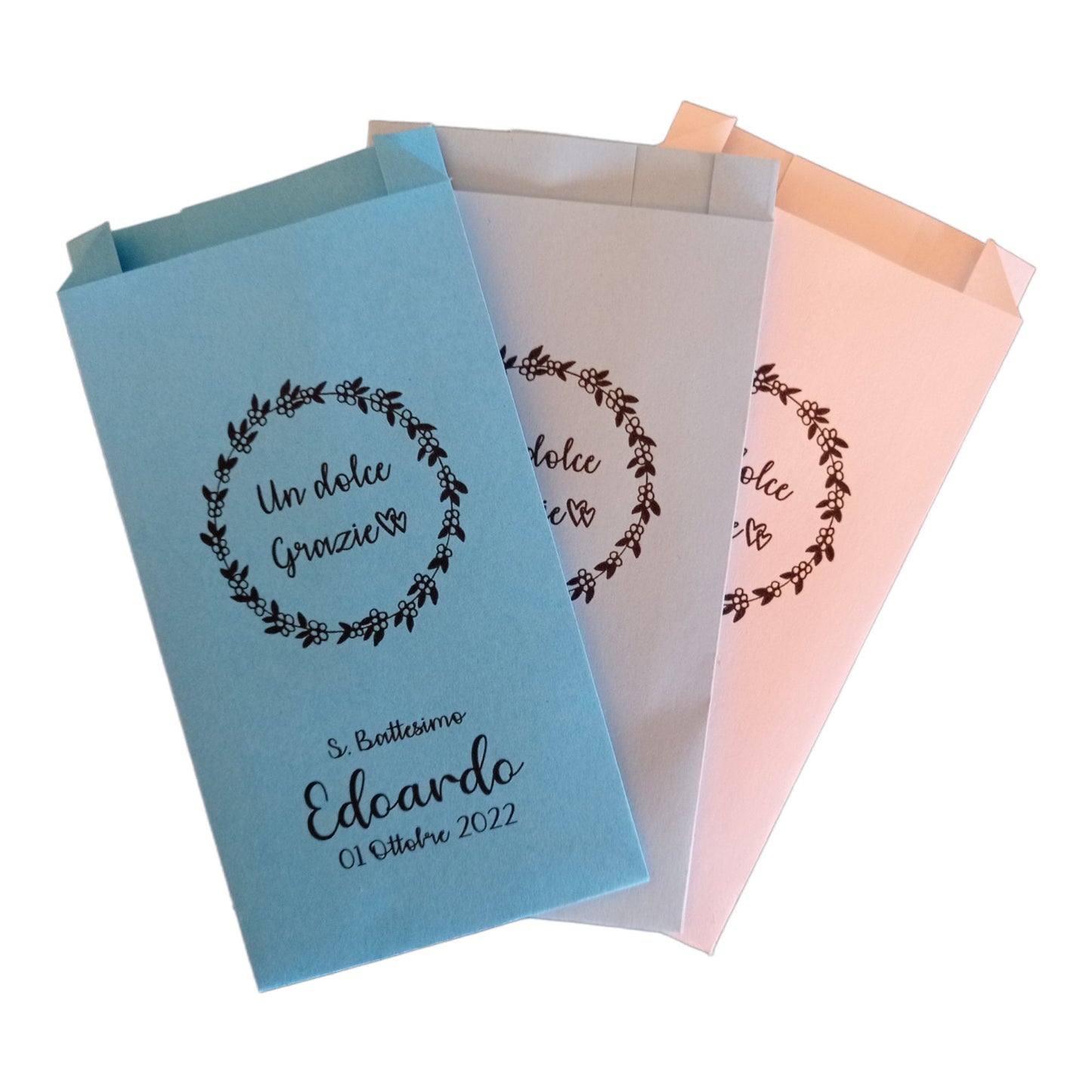 50 Sacchetti confettata personalizzati: Buste in carta per matrimonio, battesimo, compleanno   Personalizzabili con frasi, nomi e data