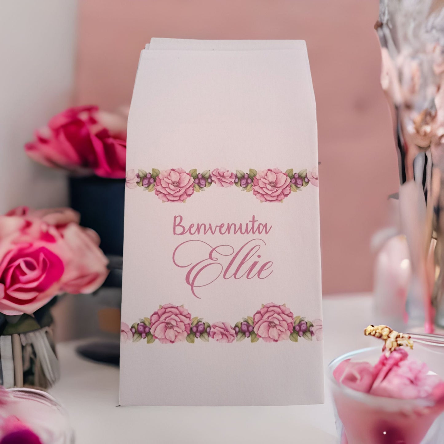 Sacchetti Portaconfetti Personalizzati per Matrimonio | Bustine Carta Eleganti per Confettata e Candy Bar | Stampa con Nomi e Data 50 pz