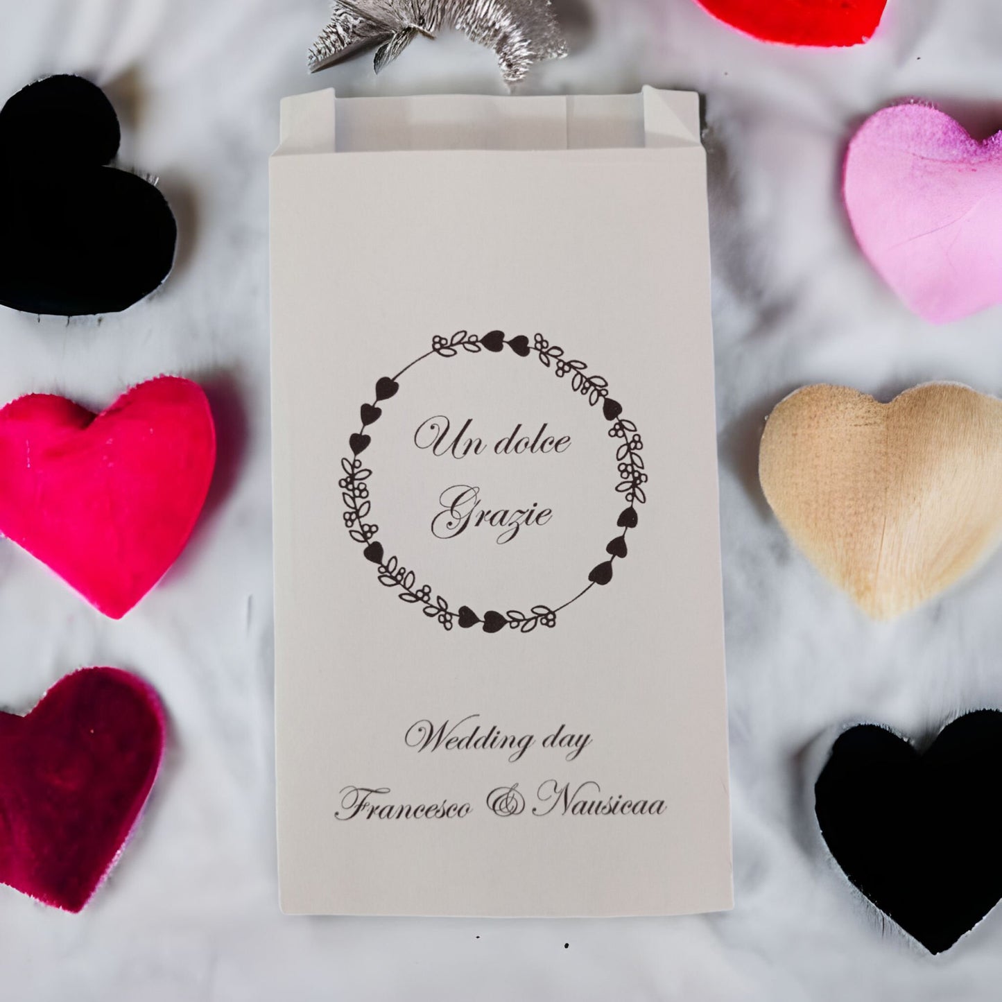 50 bustine confettata personalizzate sacchetti confetti matrimonio cresima battesimo Prima Comunione/Sacchetti  in carta colorata