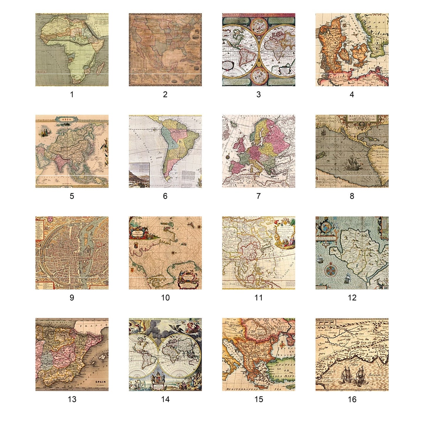 50 sacchetti in carta a tema carte geografiche vintage, per confettata di matrimonio, battesimo, comunione, cresima, anniversario