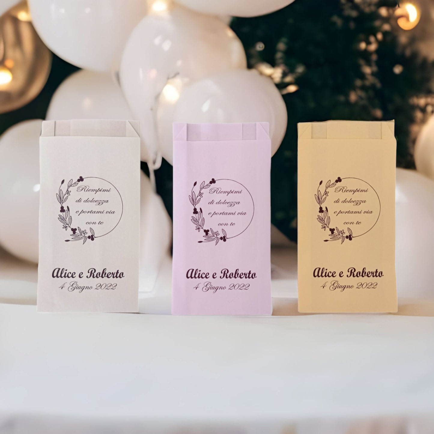 50 bustine carta personalizzate matrimonio anniversario cresima comunione battesimo compleanno