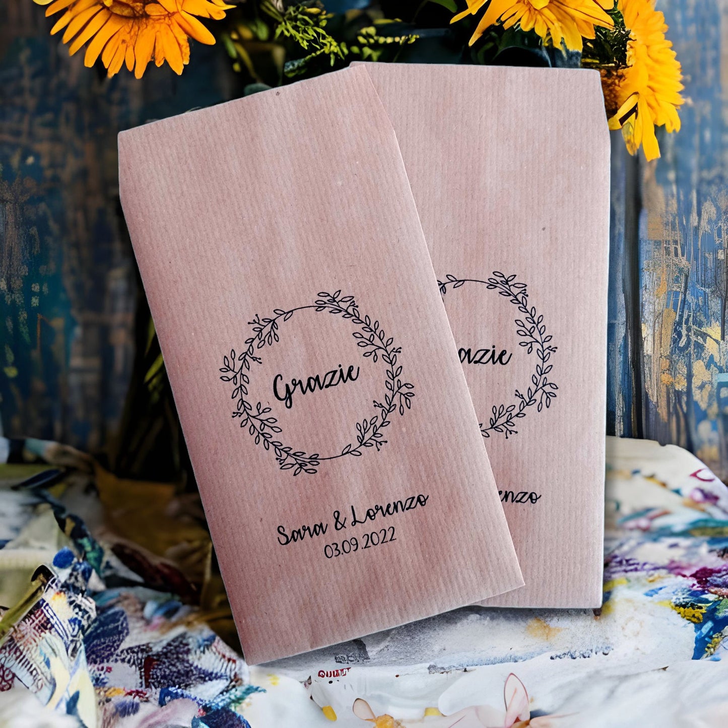 50 Sacchetti personalizzati in carta kraft stampa personalizzata