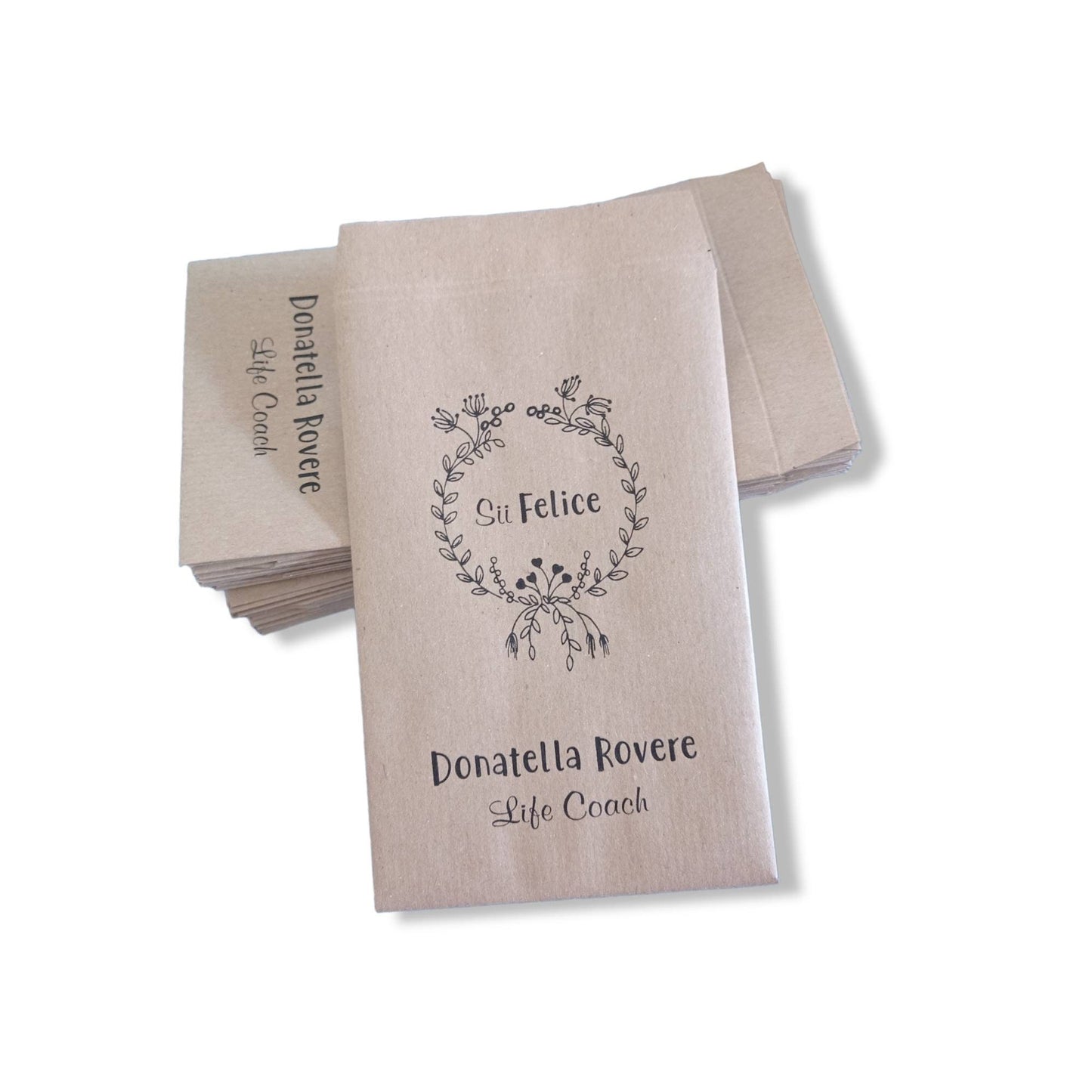 50 Sacchetti personalizzati in carta kraft confettata matrimonio