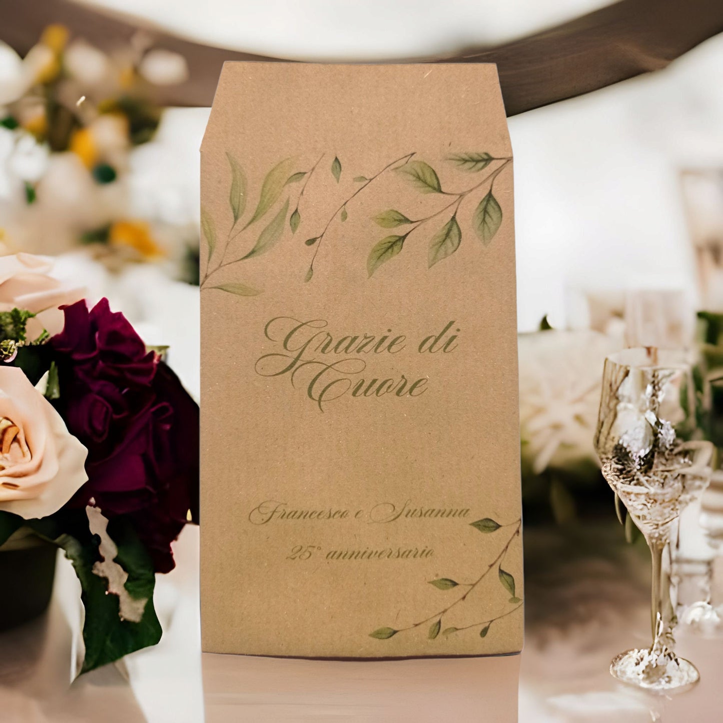 50 Sacchetti personalizzati in carta kraft nozze anniversario battesimo cresima comunione. Bustine confettata. Sacchetto confetti.