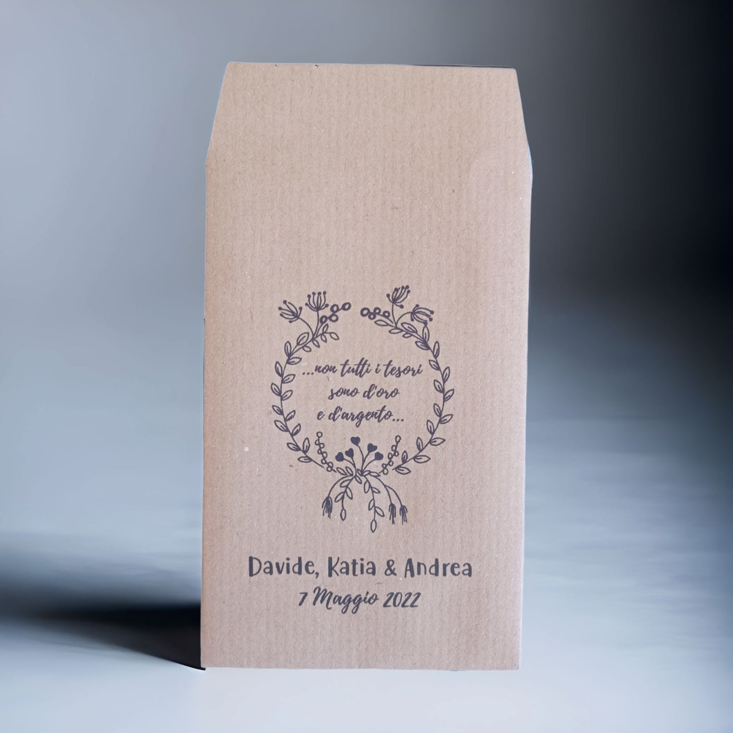 50 Sacchetti personalizzati in carta kraft confettata matrimonio