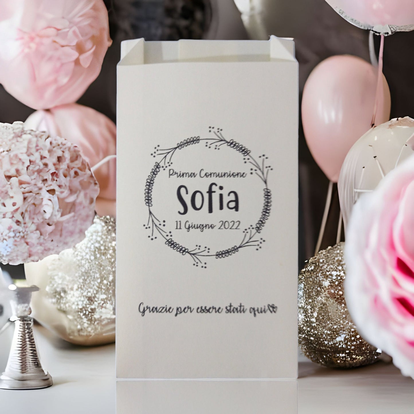 50 bustine confettata personalizzate sacchetti confetti matrimonio cresima battesimo Prima Comunione/Sacchetti  in carta colorata