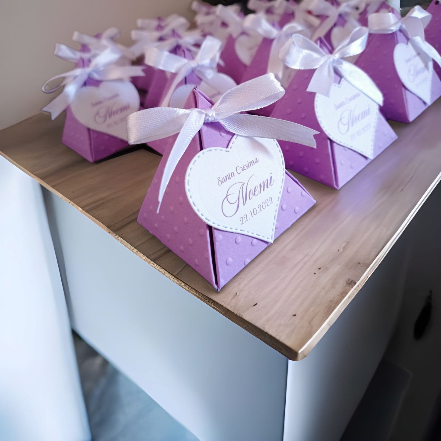 10 Scatoline portaconfetti personalizzate Battesimo Cresima Comunione Lilla