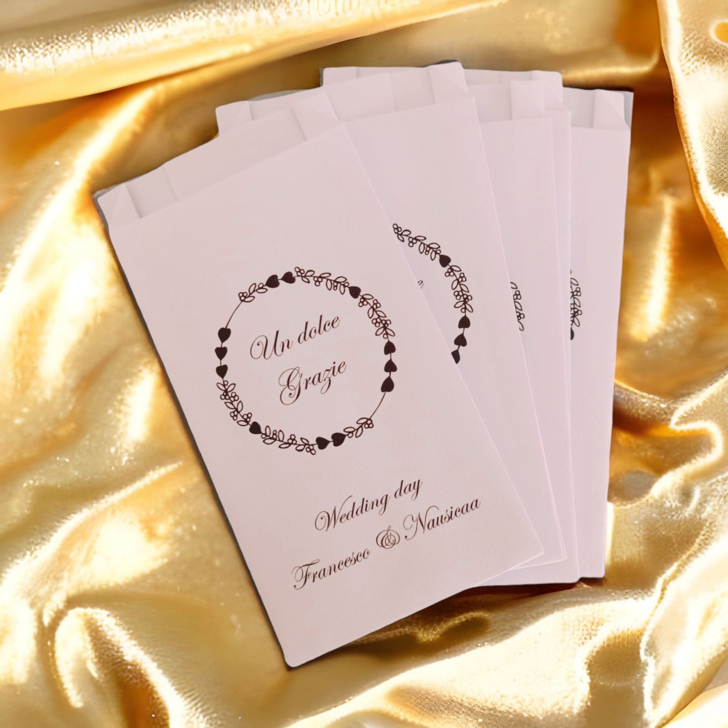 50 bustine carta personalizzate matrimonio anniversario cresima comunione battesimo compleanno