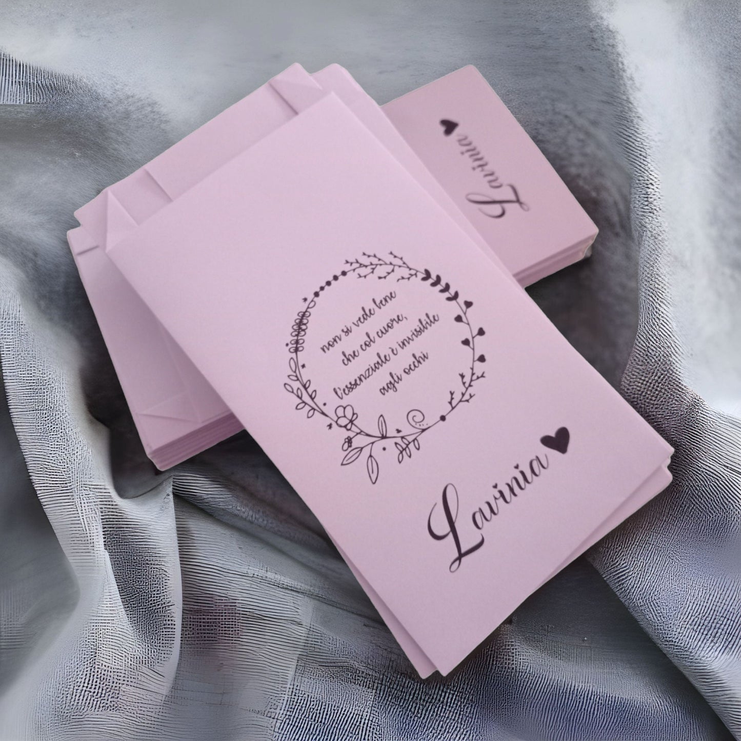 50 sacchetti carta personalizzati, confettata di matrimonio, battesimo, comunione, cresima, anniversario. Palettine segnagusto
