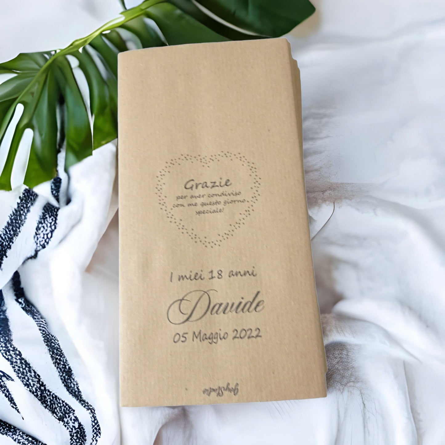 50 sacchetti kraft personalizzati, bomboniera Matrimonio, Comunione, Cresima, Battesimo, Compleanno