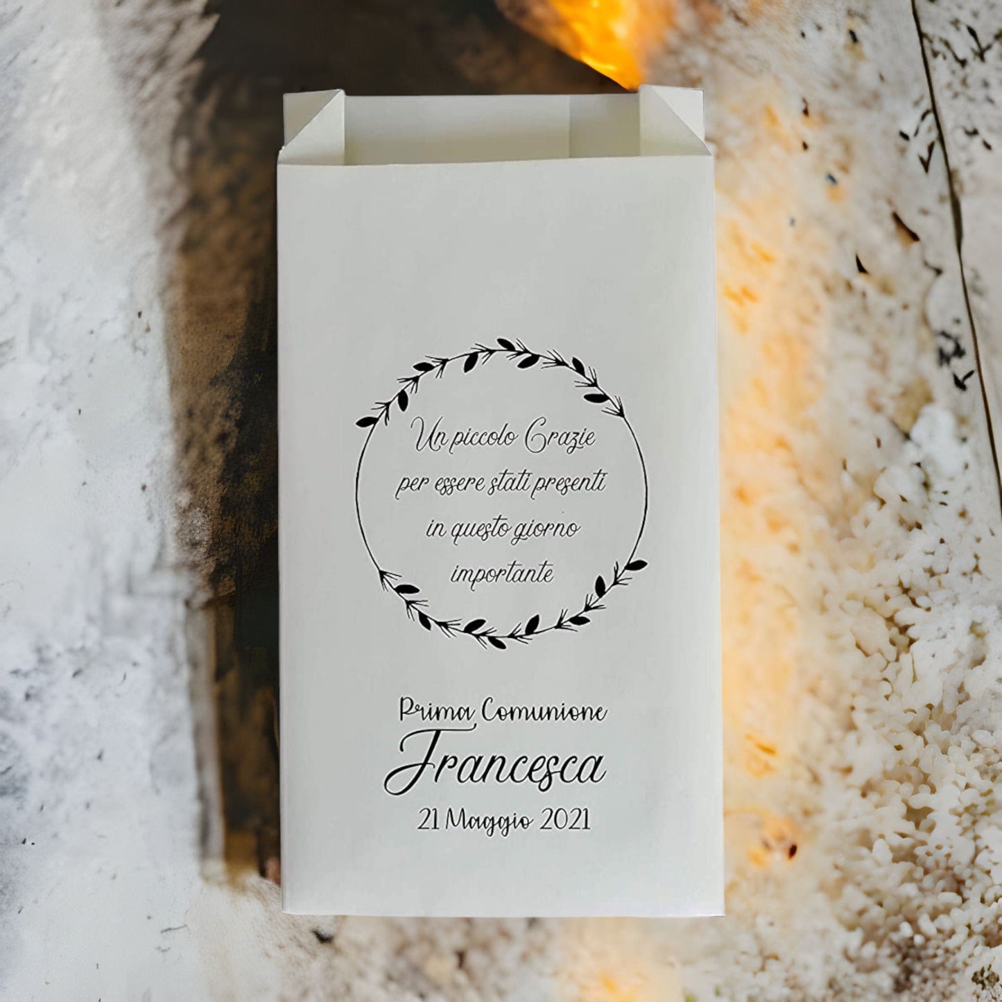 50 Sacchetti confettata personalizzati: Buste in carta per matrimonio, battesimo, compleanno   Personalizzabili con frasi, nomi e data