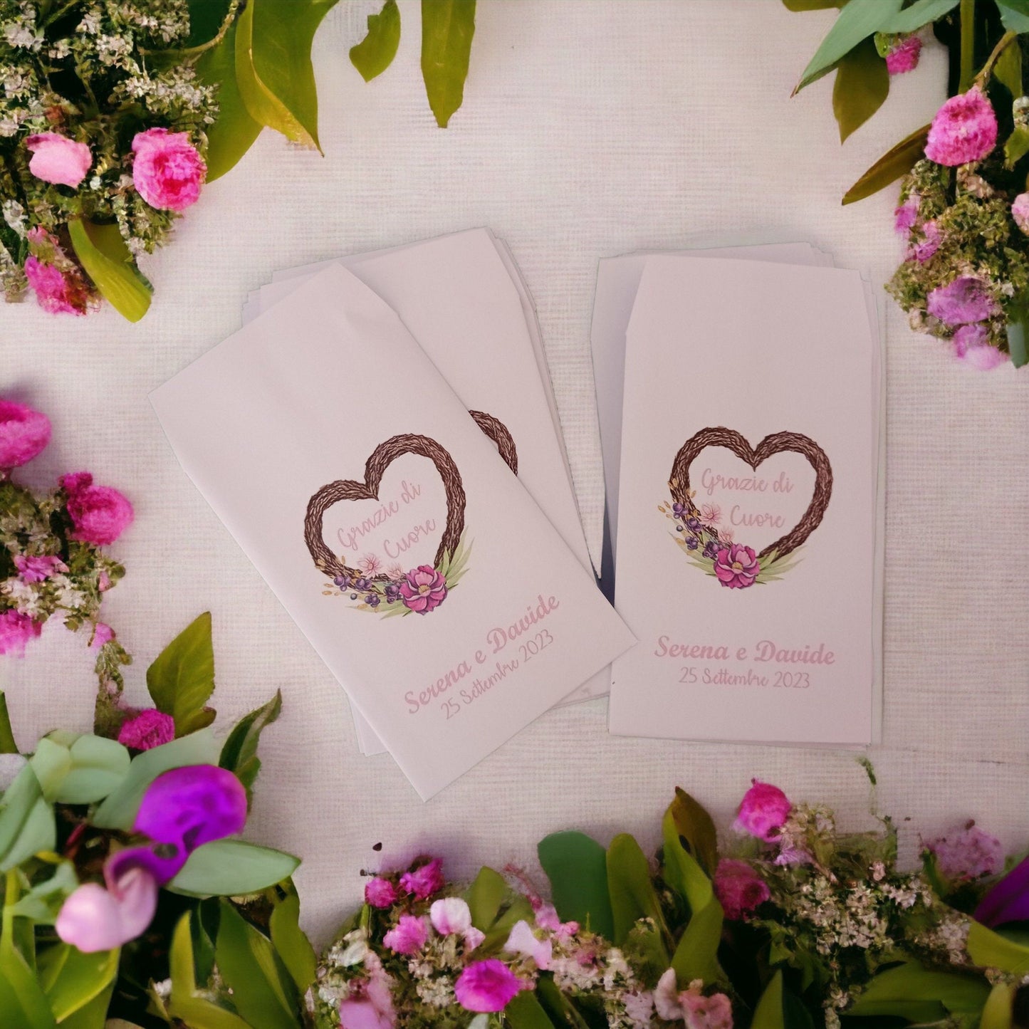 GoyStudio 50 sacchetti carta confetti personalizzabili.  Confettata matrimonio, lancio del riso, portaconfetti. bustine semi