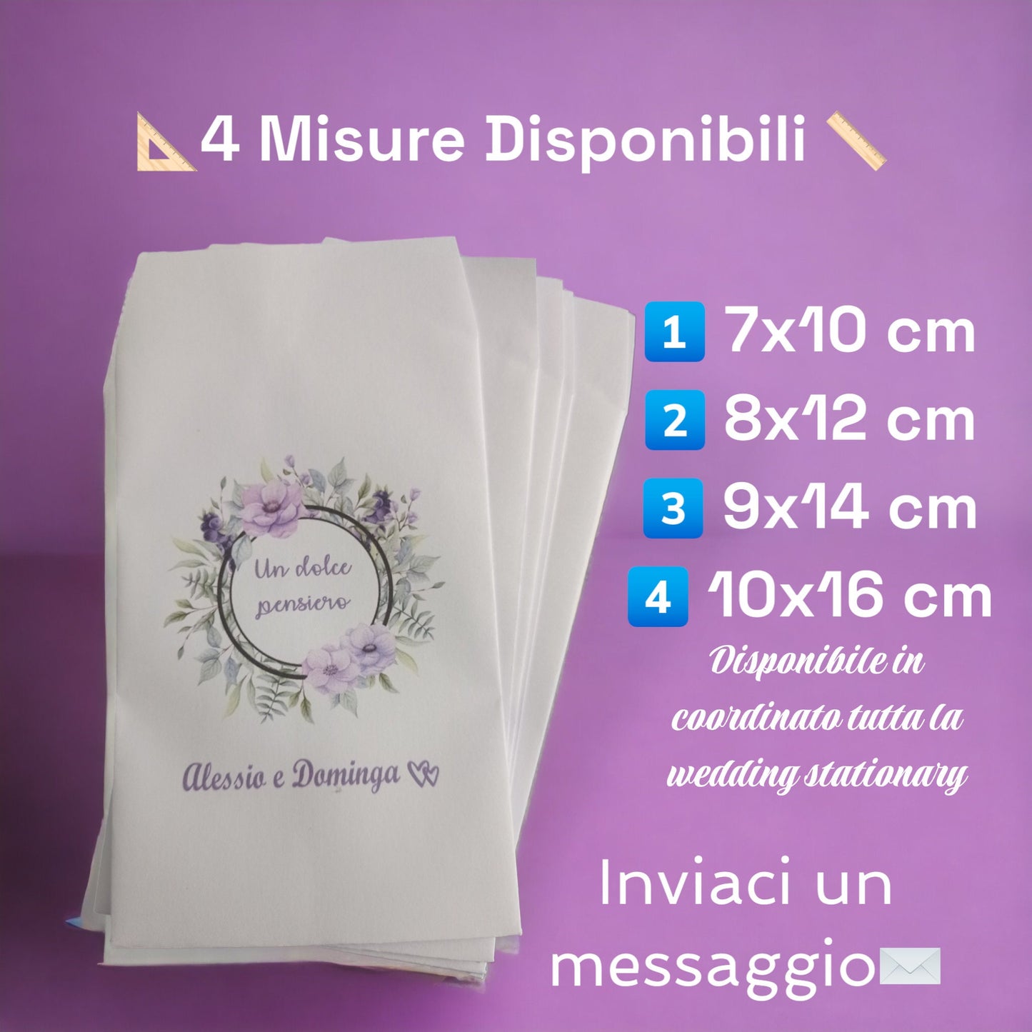 GoyStudio 50 sacchetti carta confetti personalizzabili.  Confettata matrimonio, lancio del riso, portaconfetti. bustine semi